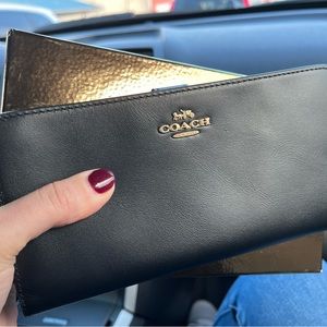 Coach wallet - black, skinny, leather